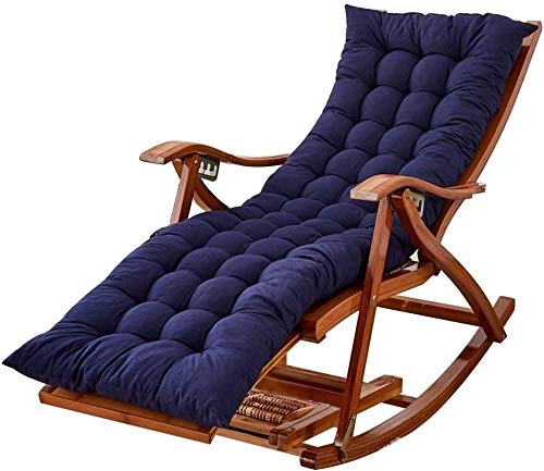 Sonnenliege, Gartenstühle, faltbar, Liegestuhl, Liegestuhl, faltbar, für Erwachsene, tragbarer Bambus-Schaukel-Loungesessel mit einziehbarer Fußstütze und Fußmassagebällen (Farbe: Grau), Blau von XIUKANGNB
