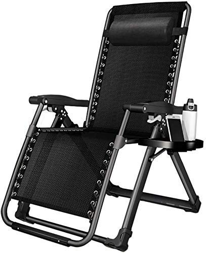 Sonnenliege Gartenstühle Klappstuhl Campingstühle Terrassenliege Liegestuhl im Garten und im Freien Klappbarer Zero-Gravity-Stuhl Tragbare Liege-Rasenstühle unterstützen 440 Pfund (Farbe: Schwarz),B von XIUKANGNB