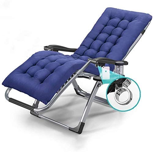 Sonnenliege Gartenstühle Terrassenliege Liegestuhl im Garten und im Freien Klappbarer Zero-Gravity-Stuhl Tragbare Liegerasen-Sonnenliegen tragen 200 kg (Farbe, mit blauen Kissen), mit blauem C von XIUKANGNB