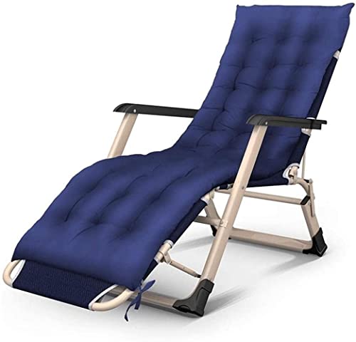 XIUKANGNB Gartenstühle, zusammenklappbare Sonnenliege für den Außenbereich mit Kopfkissen und Kissen, Liegestuhl-Liegestuhl (Farbe: Blau) Safehappy von XIUKANGNB