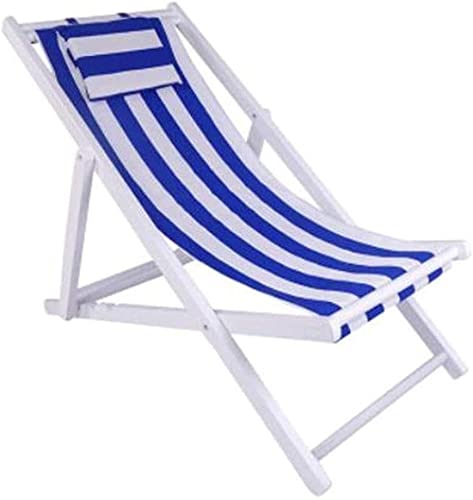 XIUKANGNB Liegestuhl mit Kissen, klappbarer Verstellbarer Hartholz-Liegestuhl für den Außenbereich, Garten, Terrasse, Strandliege, Sonnenliege, Liegestuhl (Farbe: Blau) Safehappy von XIUKANGNB