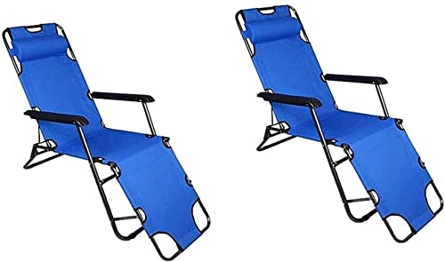 XIUKANGNB Sonnenliege-Gartenstühle, 2er-Set, zusammenklappbare Sonnenliege, für den Außenbereich, Liegestuhl-Liegestuhl (Farbe: Blau) Safehappy von XIUKANGNB