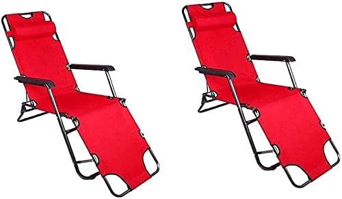 XIUKANGNB Sonnenliege-Gartenstühle, 2er-Set, zusammenklappbare Sonnenliege, für den Außenbereich, Liegestuhl-Liegestuhl (Farbe: Rot) Safehappy von XIUKANGNB