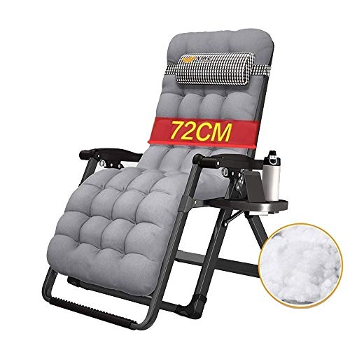 XIUKANGNB Sun Lounger Chair Zero Gravity, Outdoor Locking Recliners Home Folding Oversize Lounge Liegestuhl mit Wattepad (Farbe: Grau) Safehappy von XIUKANGNB
