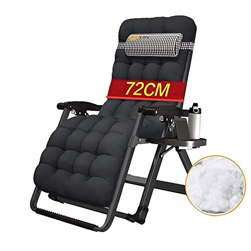 XIUKANGNB Sun Lounger Chair Zero Gravity, Outdoor Locking Recliners Home Folding Oversize Lounge Liegestuhl mit Wattepad (Farbe: Schwarz) Safehappy von XIUKANGNB