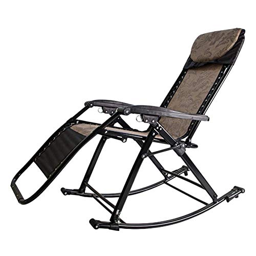 XIUKANGNB Terrassen-Schaukelstühle für schwere Menschen – Faltbarer und tragbarer Liegestuhl für Outdoor-Gartendeck, Zero-Gravity-Stuhl, unterstützt 200 kg (Farbe: Braun) Safehappy von XIUKANGNB