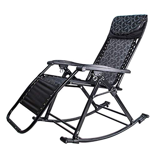 XIUKANGNB Terrassen-Schaukelstühle für schwere Menschen – Faltbarer und tragbarer Liegestuhl für Outdoor-Gartendeck, Zero-Gravity-Stuhl, unterstützt 200 kg (Farbe: Schwarz) Safehappy von XIUKANGNB