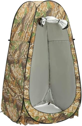 XIUWOUG Duschzelt Umkleidekabine WC Zelt 4in1 Up Camping Schwarz Wasserdicht mit Tasche & Zubehör - Mobiler Strandumkleidezelt Duschzelt Toilettenzelt,Tarnung von XIUWOUG