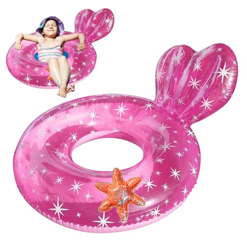 Schwimmring Kinder transparenter schwimmender Ring mit Rückenlehne Design süßes aufblasbares Schwimmrohr für Wassersportarten für 5-9 Jahre Kinder rosa, transparent schwimmendem Ring geeignet von XJKLBYQ