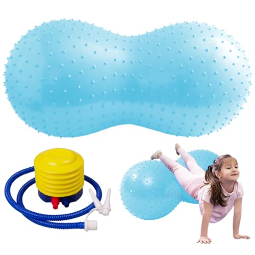 XJKLBYQ Erdnussball mit 35x18-Zoll-Burst-resistenter PVC tragbarer, verdickter Yoga-Ball Flexibler Trainingskugel für Therapie, Wehen, Geburts- und Hundetraining (ungleichmäßig, blau), Erdnussball von XJKLBYQ