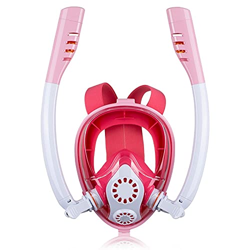 Volltrockner Doppelrohr Atmung Silikon Schnorchel Maske Anti-Nebel-Maske Badegläser für Kinder Erwachsene 2021/6/8 (Color : White Powder, Size : XS) von XJW