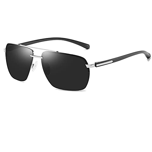 XJW Men's Polarized Sonnenbrille Klassische Halbrahmen-Quadrat-Fahrer-Sonnenbrille 2021/5/26 (Color : Silver) von XJW