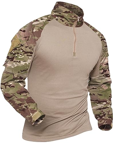 XKTTAC Combat Shirt mit 2-4 Taschen Herren Militär Ausrüstung Security Kleidung Outdoor Polizei Hemd Bundeswehr Pullover Paintball Airsoft Multicam Flecktarn Tactical（a-CP/4 Taschen，XL） von XKTTAC
