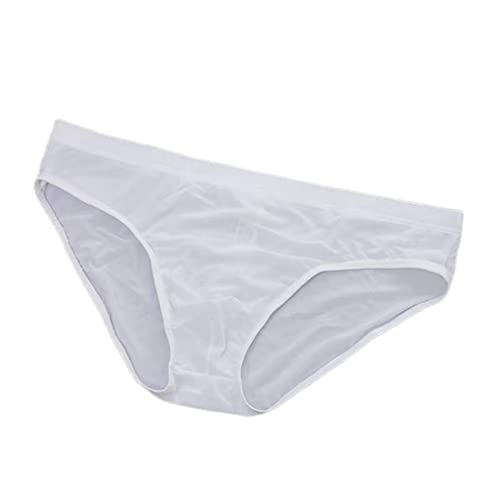 XKUN Herren Slip M-4Xl 3 Packungen EIS Seide Sexy Transparente Unterwäsche Schnelltrocknende Männer Unterwäsche-White,4XL von XKUN