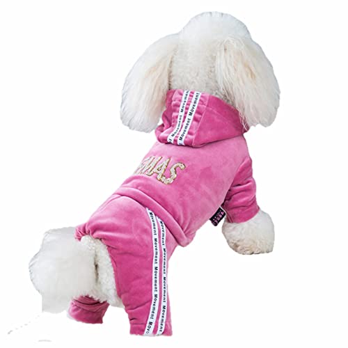 XKUN Hundekleidung Mode Brief Hund Kleidung Für Kleine Hunde Mantel Mantel Hoodie Sweatshirt Vier Jahreszeiten Hund Kleidung Haustiere Kleidung Body-Pink,S von XKUN
