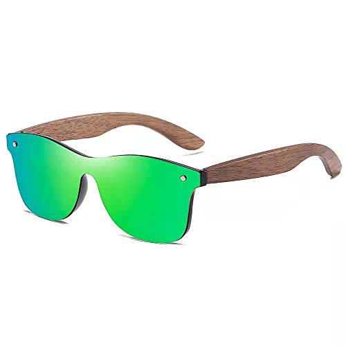XKUN Sonnenbrille Männer Sonnenbrillen Polarisierte Walnussholzspiegel Uv400 Linse Sonnenbrille Frauen Bunte Farbtöne Handmade-Green Walnut Wood,Orignal Kingseven von XKUN