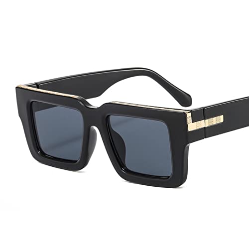 XKUN Sonnenbrille Quadratische Sonnenbrille Sonnenbrille Frauen Mode Sonnenbrille Farbverlauf Blau Braun Männer Uv400 Shades Eyewear-Black,Other von XKUN