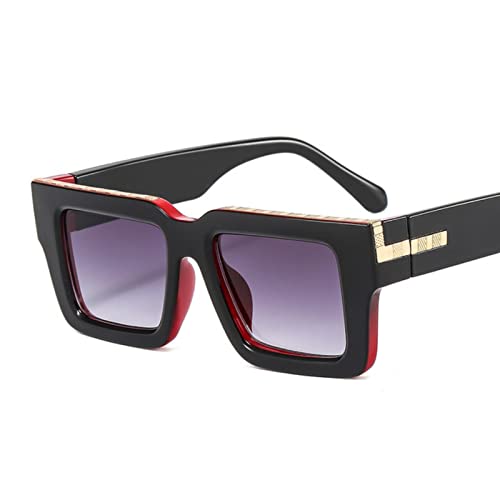 XKUN Sonnenbrille Quadratische Sonnenbrille Sonnenbrille Frauen Mode Sonnenbrille Farbverlauf Blau Braun Männer Uv400 Shades Eyewear-Black Red,Other von XKUN