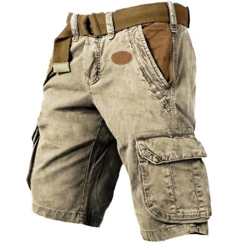 XKrmp Men's Multi-Pocket Tactical Shorts, Men's Cargo Shorts, Mens Tactical Shorts, Men's Hiking Cargo Shorts (Khaki,L) von XKrmp