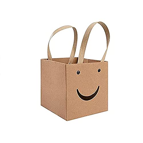 XLTEAM 50er-Pack, 10x10x10cm, erdige Geschenkboxen mit Henkel und Smiley-Schnalle, ideal für Feierlichkeiten von XLTEAM