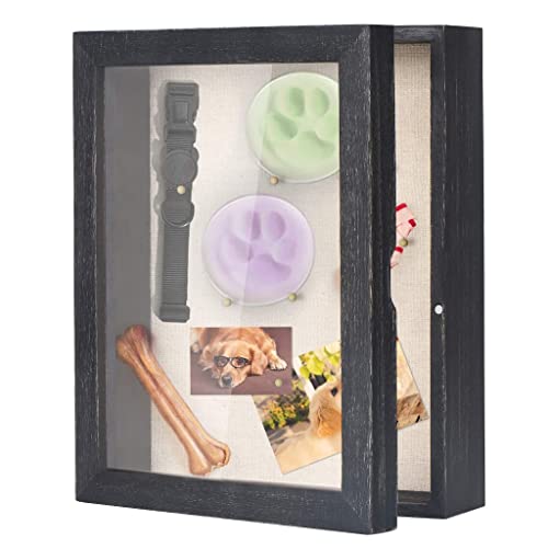 XLTEAM Holzgerahmte Fotobox mit Wandmontage - perfekt für Souvenirs, Blumensträuße und Erinnerungen - ideal für Tisch- oder Wandpräsentation - (schwarz, Größe: B) von XLTEAM