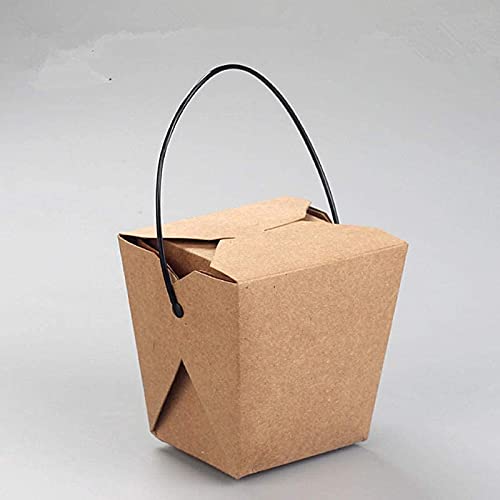 XLTEAM Tragbare biologisch abbaubare Lunchbox - 100 Stück braune Kraftpapierbehälter mit Griff zum Grillen, Picknicken, Mitnehmen - 26oz Einweg-Lebensmittelbox von XLTEAM