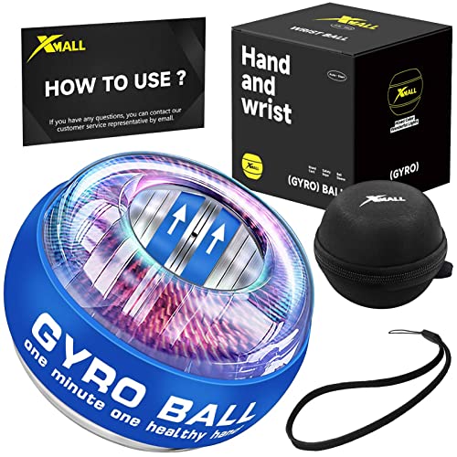 XMALL Wrist Power Gyro Ball, Hand-Unterarm-Stärkerung, Handgelenk-Trainer, Auto-Start bunte Beleuchtung (blau) von XMALL