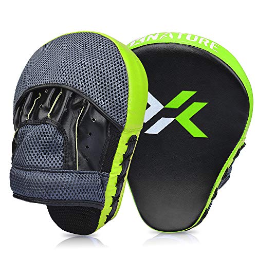 Pratzen Boxen mit hochwertiger Polsterung - 1 Paar Kickboxen Boxpratzen für optimale Schlagdämpfung,Trainerpratzen Boxing Pad für Männer Frauen,Schlagkissen für Karate MMA Taekwondo Muay Thai von XNATURE