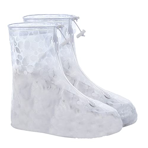Dot Printed Water Proof Shoes Boot Cover Zipper Rain Shoe Covers High Top Anti Slip Shoes Women Kids Galoshes Covers Boots For Rain Trolley Rain Folder Cover (White, M) von XNBZW