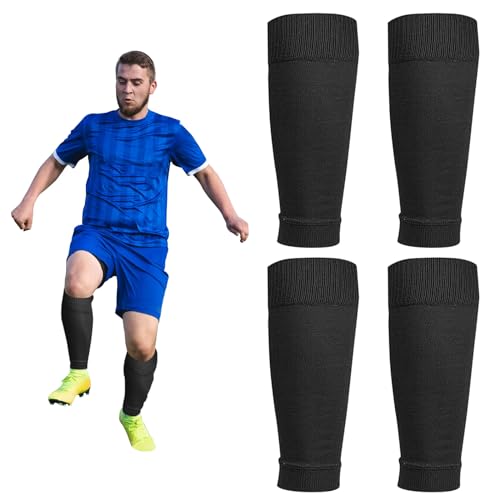 XNIVUIS 2 Paar Fußball Stutzen, Fußball Socken, Fußball Sleeve, Fußball Sleeve Tubes Stutzen Tube, Fussball Schienbeinschonerhalter Innerhalb von 43cm Wadenumfang, Unisex, Einheitsgröße (Schwarz) von XNIVUIS