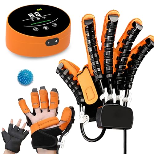 Hand Handtrainer Reha Roboter Handschuhe Physiotherapie Hände Schlaganfall Handschuh Hilfsmittel für Behinderte Griffkraft Hand Reha Handschuhe für Spasmen(A:Linke B:Rechte)(Size:B XXL,Color:Orange) von XNKLPY