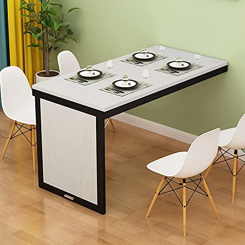 Klappbarer Esstisch, wandmontierter, zusammenklappbarer Wandtisch für kleine Räume, umwandelbarer Schreibtisch, MDF-Wandtisch, Computertisch für Büro, Schlafzimmer, Küche (Farbe: Schwarz + Schwarz, von XOING