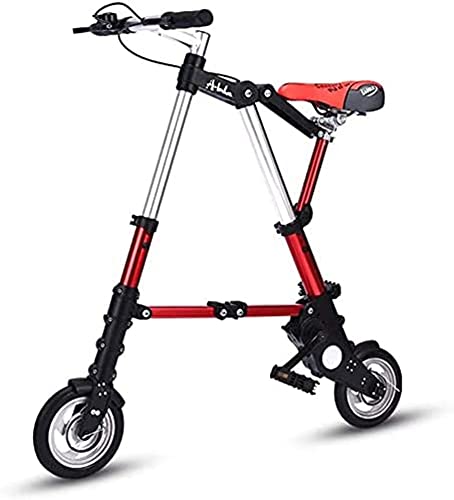 XOING 8-Zoll-Mini-Faltrad, leichtes, Komfortables, verstellbares City-Schnellfaltsystem aus Aluminium, ultraleichtes, tragbares Studentenfahrrad für Erwachsene, Rot von XOING