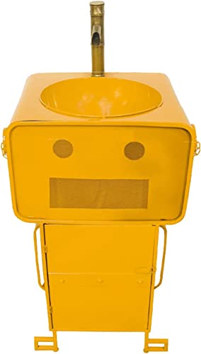 XOING Badezimmer-Waschtisch- und Waschbecken-Kombination, industrieller Badezimmer-Waschtischschrank mit Einzeltür, Design in Cartoon-Roboterform, inklusive Installationszubehör, gelb, ohne Spiegel von XOING