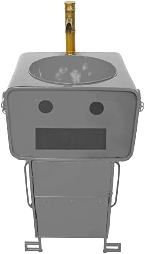 XOING Badezimmer-Waschtisch- und Waschbecken-Kombination, industrieller Badezimmer-Waschtischschrank mit Einzeltür, Design in Cartoon-Roboterform, inklusive Installationszubehör, grau, ohne Spiegel von XOING