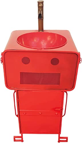 XOING Badezimmer-Waschtisch- und Waschbecken-Kombination, industrieller Badezimmer-Waschtischschrank mit Einzeltür, Design in Cartoon-Roboterform, inklusive Installationszubehör, rot, ohne Spiegel von XOING