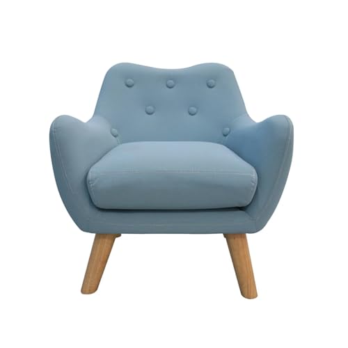 XOING Kinder-Akzent-Sessel mit Holzbeinen und gepolstertem Sitz aus hochdichtem Schaumstoff, einzelnes Kleinkind-Sofa, Kindersitz für Jungen und Mädchen, Kindergeschenk, Moderne Kindermöbel, Blau von XOING