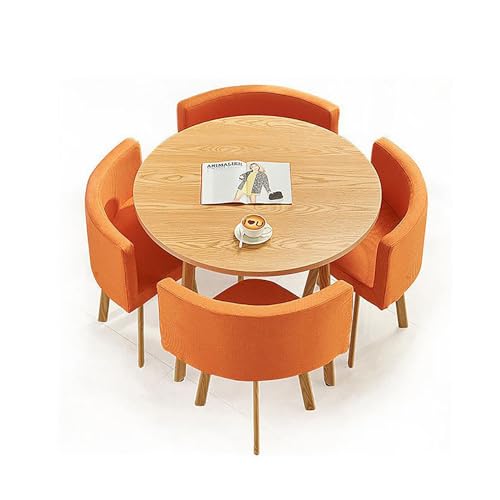 XOING Rundes Esstisch-Set für Büro-Empfangskonferenzen, kleine Konferenzraumtische, einfache Bürotische, runde Möbel, runder Holztisch und Stuhl-Set 90 cm 15 von XOING