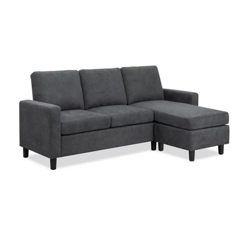 XOING Umwandelbares L-förmiges Sofa aus Leinenstoff (Dunkelgrau) von XOING