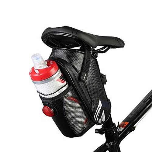 XPhonew, Satteltasche für Fahrrad, mit Tasche für Trinkflasche und großem Rücklicht, wasserdicht, Schwarz von XPhonew
