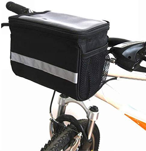 Fahrradkorb, XPhonew 3,5 l Fahrrad-Lenkertasche, Vordertasche, Rahmentasche mit Touchscreen-Bedienung, Transparente PVC-Tasche & silbergrauer Reflektorstreifen für Mountainbikes Rennrad Radfahrer von XPhonew