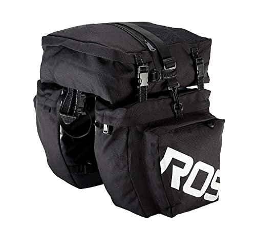 XPhonew Fahrrad-Gepäckträgertasche, 3-in-1, 37 l, wasserdicht, mit abnehmbarem Schultergurt und reflektierendem Schild (schwarz) von XPhonew