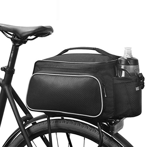 BXPhonew Multifunktions-Fahrradtasche, für Mountainbike, wasserdicht, 12 Liter Fassungsvermögen, für Gepäckträger, Schultertasche, mit Tasche für Wasserflasche, Schwarz von XPhonew