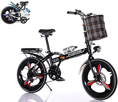 XQIDa durable Fahrrad klappbar 20 Zoll Faltbares Fahrrad Klapprad mit Stoßdämpfer Ältere männliche und weibliche urban Fahrrad,Folding System Sitz Und Griff Verstellbar(schwarz) von XQIDa durable