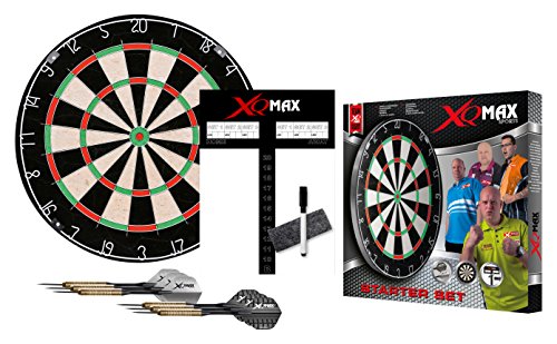 XQMAX Starter Set Bristle Dardboard, inkl. 6x 18g Steel Darts, Scoreboard, Wischer und Stift von XQmax