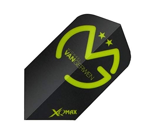 XQMAX Dart Flights Michael van Gerwen, schwarz/grün, slim, 100 Micron, 1 Satz von XQmax