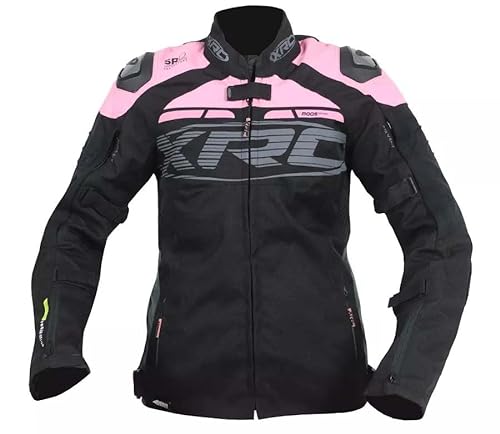 XRC Moos WTP Motorradjacke für Damen, Wasserdicht, Atmungsaktiv, mit Protektoren, Schwarz/Rose, L von XRC