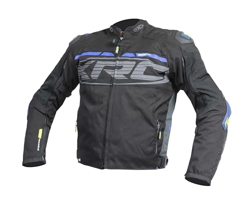 XRC Moos WTP Motorradjacke für Herren, Wasserdicht, Atmungsaktiv, mit Protektoren, Schwarz/Blau, 3XL von XRC