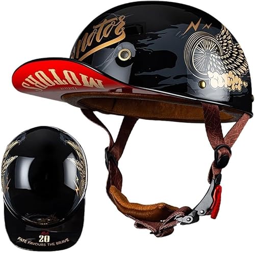 Motorrad Halbschalen Halbhelm Halbschalenhelm Baseballmütze-Helm Baseball Cap Brain-Cap Motorradhelm Mit ECE Cruiser Chopper Scooter Helm Für Bike Cruiser Chopper Moped Scooter,C-2XL（63〜64CM） von XRDSHY