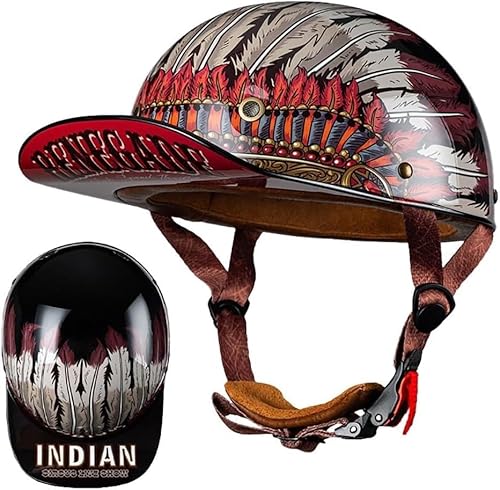 Motorrad Halbschalen Halbhelm Halbschalenhelm Baseballmütze-Helm Baseball Cap Brain-Cap Motorradhelm Mit ECE Cruiser Chopper Scooter Helm Für Bike Cruiser Chopper Moped Scooter,H-XL =（61〜62CM） von XRDSHY